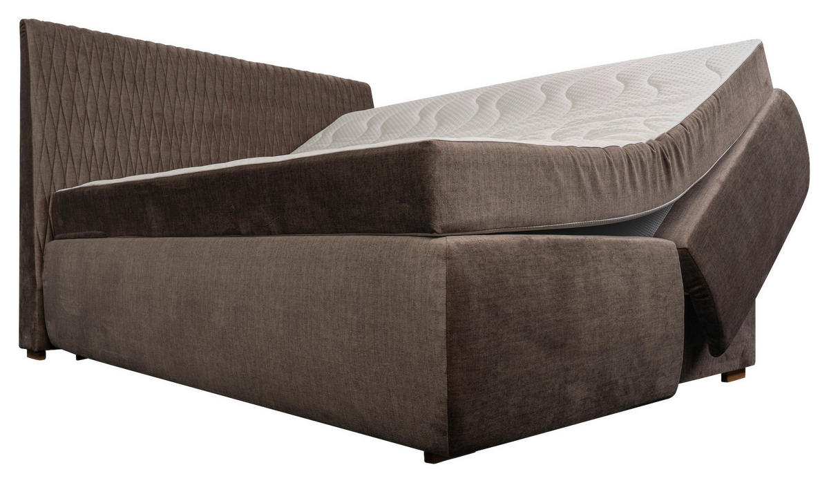 BOXSPRING-ÁGY - natúr színű/barna, Basics, textil/fa (160/200cm) - Carryhome