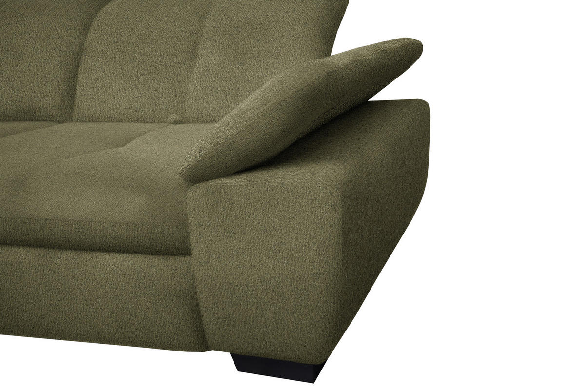 ECKSOFA in Flachgewebe Olivgrün  - Schwarz/Olivgrün, Design, Textil/Metall (313/242cm) - Xora