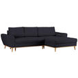 ECKSOFA in Webstoff Dunkelblau  - Eichefarben/Dunkelblau, Design, Holz/Textil (282/175cm) - Carryhome