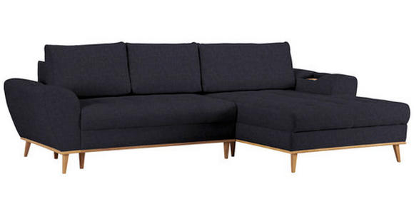 ECKSOFA in Webstoff Dunkelblau  - Eichefarben/Dunkelblau, Design, Holz/Textil (282/175cm) - Carryhome