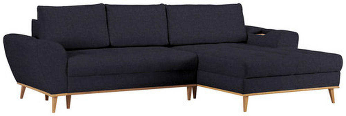 ECKSOFA in Webstoff Dunkelblau  282/175 cm  - Eichefarben/Dunkelblau, Design, Holz/Textil (282/175cm) - Carryhome