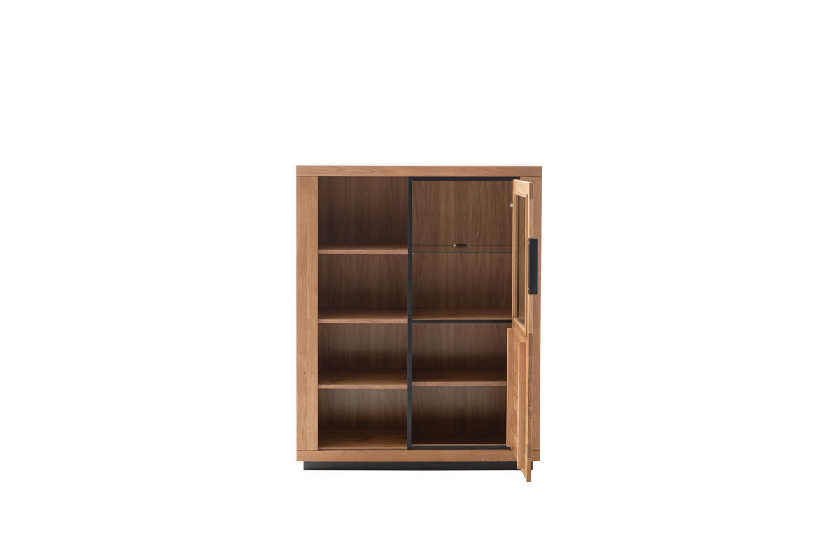 HIGHBOARD  in 112/142/40 cm  - Wildeiche/Schwarz, Design, Glas/Holz (112/142/40cm) - MID.YOU