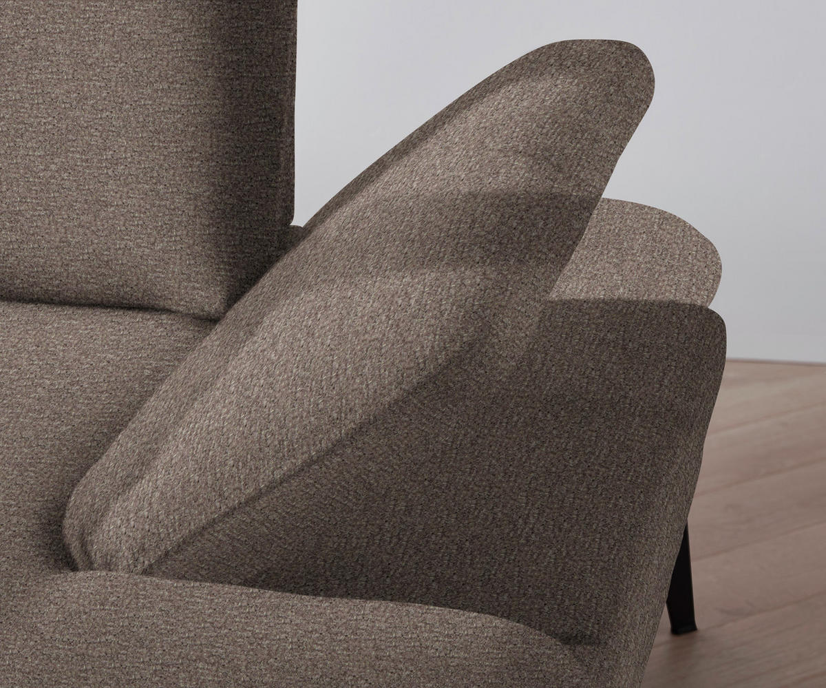 ECKSOFA in Webstoff Graubraun  - Graubraun/Schwarz, Design, Textil/Metall (180/289cm) - Stylife