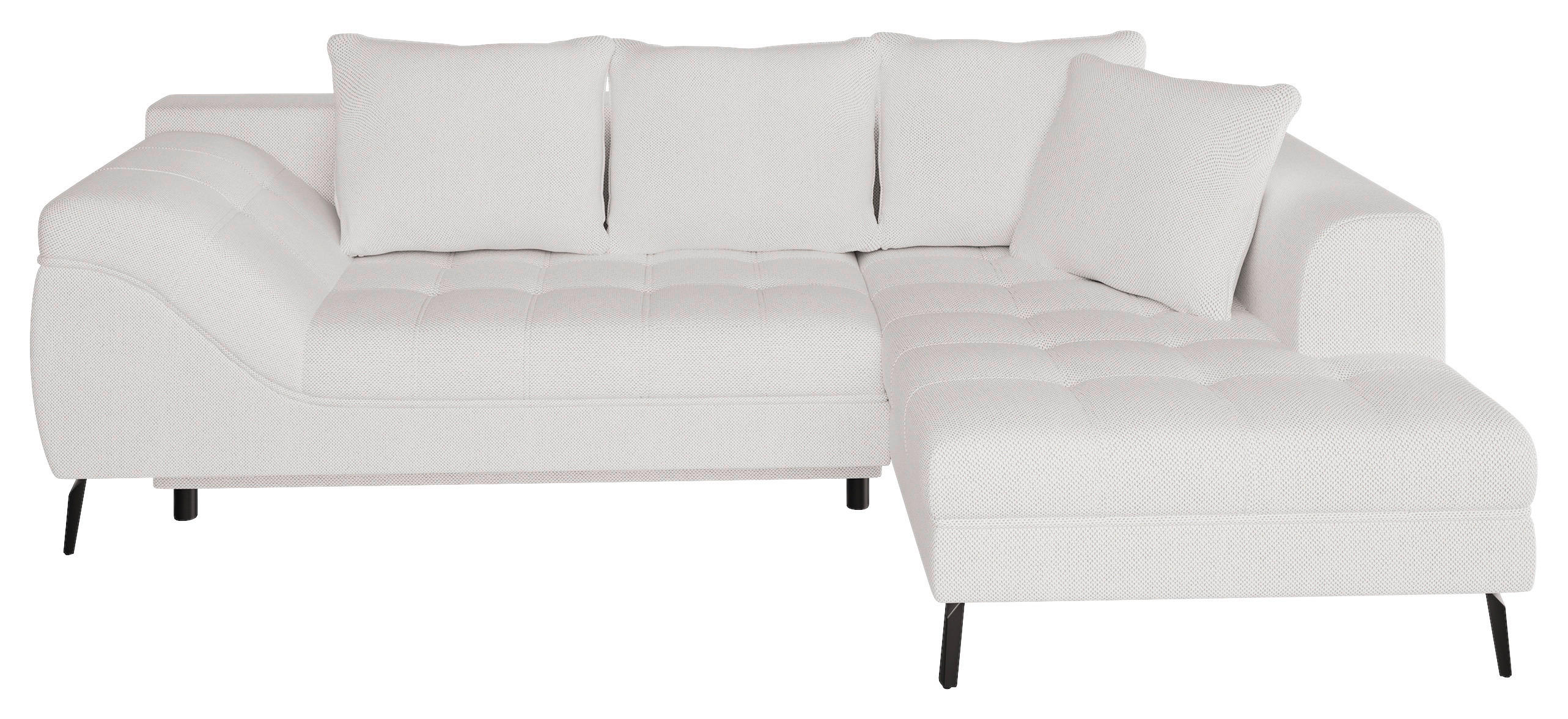 Ecksofa inkl. Funktionen Beige Webstoff Rückenkissen, Bettkasten, Schlaffunktion, Rücken echt  - Beige/Schwarz, MODERN, Textil/Metall (276/177cm) - Stylife
