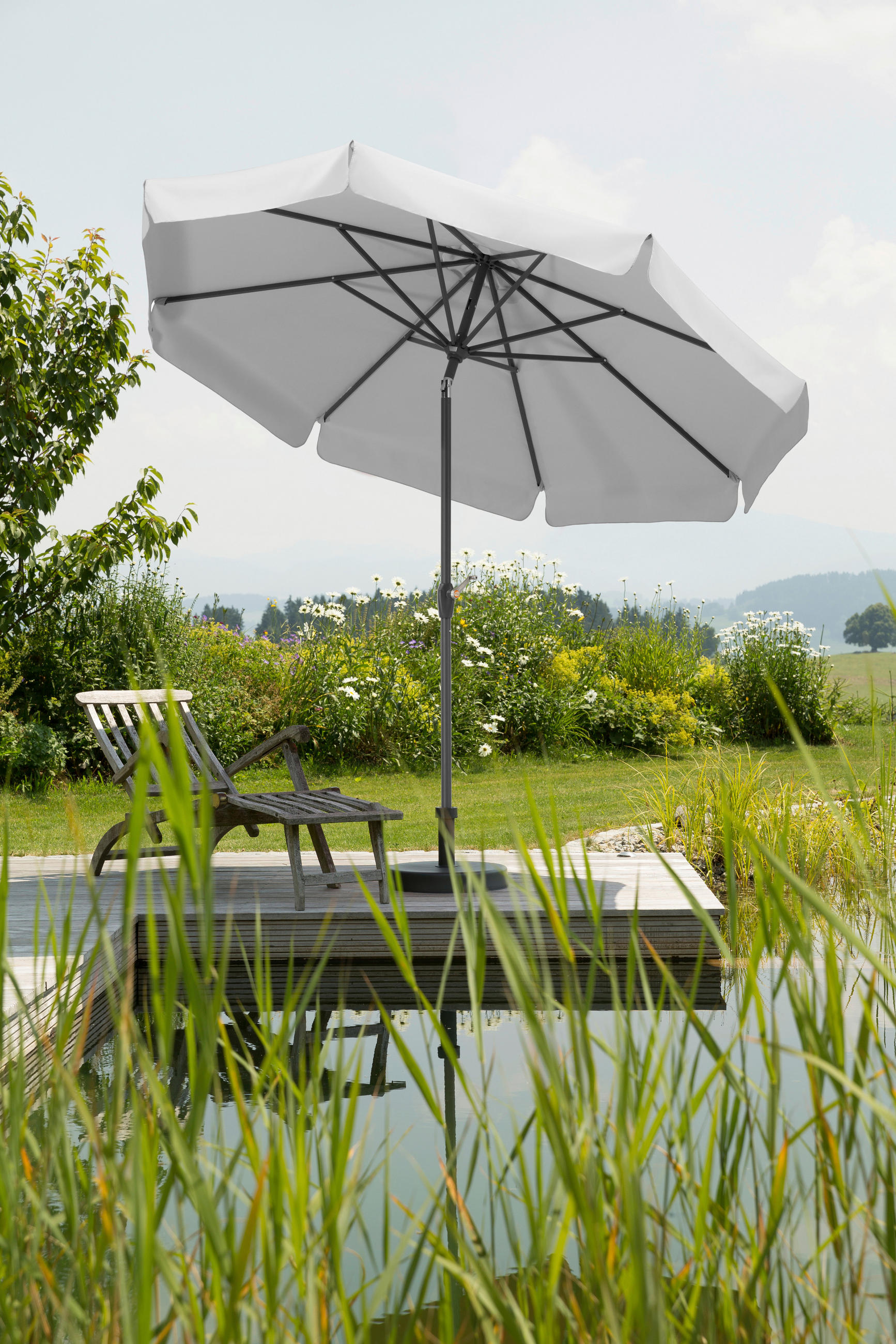 SONNENSCHIRM 270 cm Silberfarben  - Anthrazit/Silberfarben, Basics, Textil/Metall (270/250/270cm) - Schneider