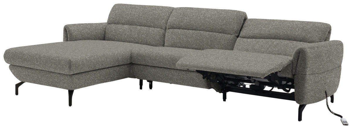 ECKSOFA in Chenille Greige  187/299 cm  - Greige/Schwarz, Design, Textil/Metall (187/299cm) - Schöner Wohnen