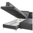 ECKSOFA Dunkelgrau Mikrofaser  - Chromfarben/Dunkelgrau, KONVENTIONELL, Textil/Metall (206/271cm) - Carryhome