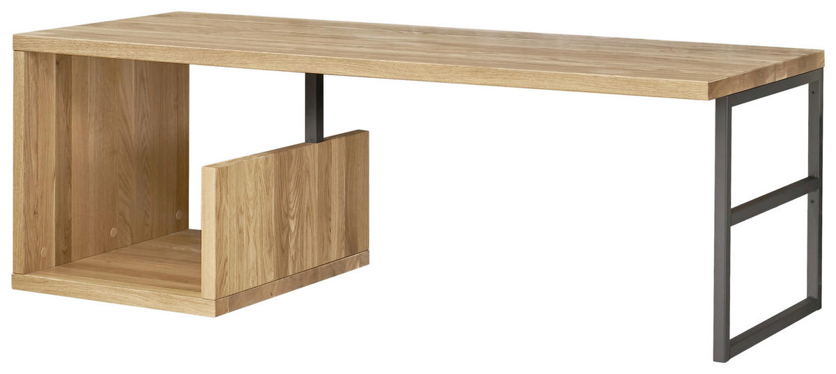 WASCHBECKENUNTERSCHRANK 135/45/47 cm  - Eichefarben/Schwarz, Natur, Holz/Metall (135/45/47cm) - Linea Natura