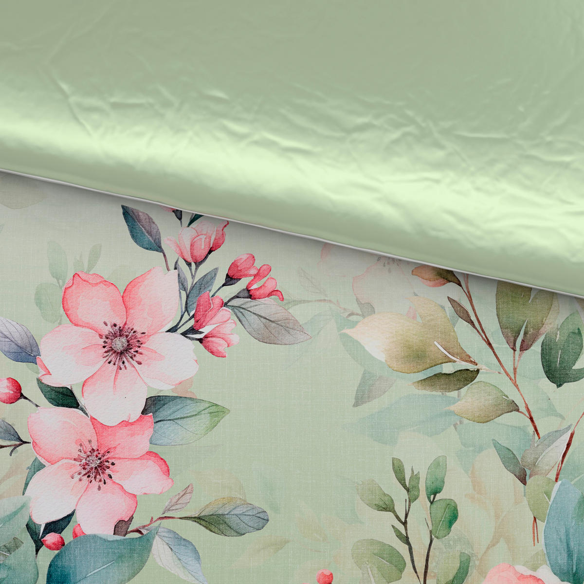 BETTWÄSCHESET Mavie Satin 160/210 cm  65 cm/100 cm  - Grün, Konventionell, Textil (160/210cm) - Esposa