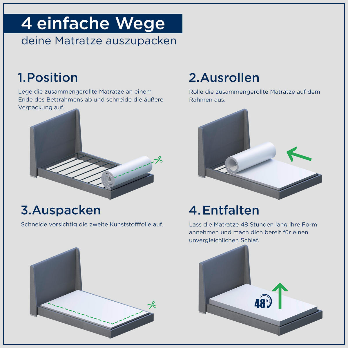 TASCHENFEDERKERNMATRATZE 90/200 cm, Höhe ca.: 27 cm, H4 = sehr fest, 7-Zonen - Weiß/Dunkelblau, Textil (90/200cm) - Boxxx