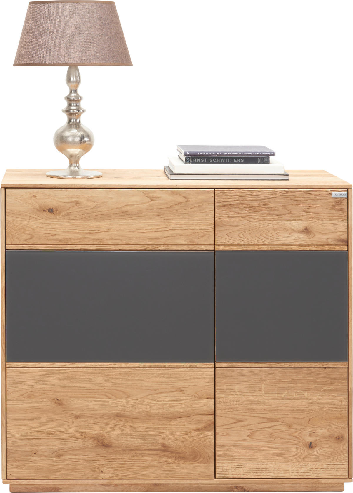 KOMODA, dub, antracitová, farba duba, 98/89/42 cm - farba duba/antracitová, Design, drevo/sklo (98/89/42cm) - Valnatura