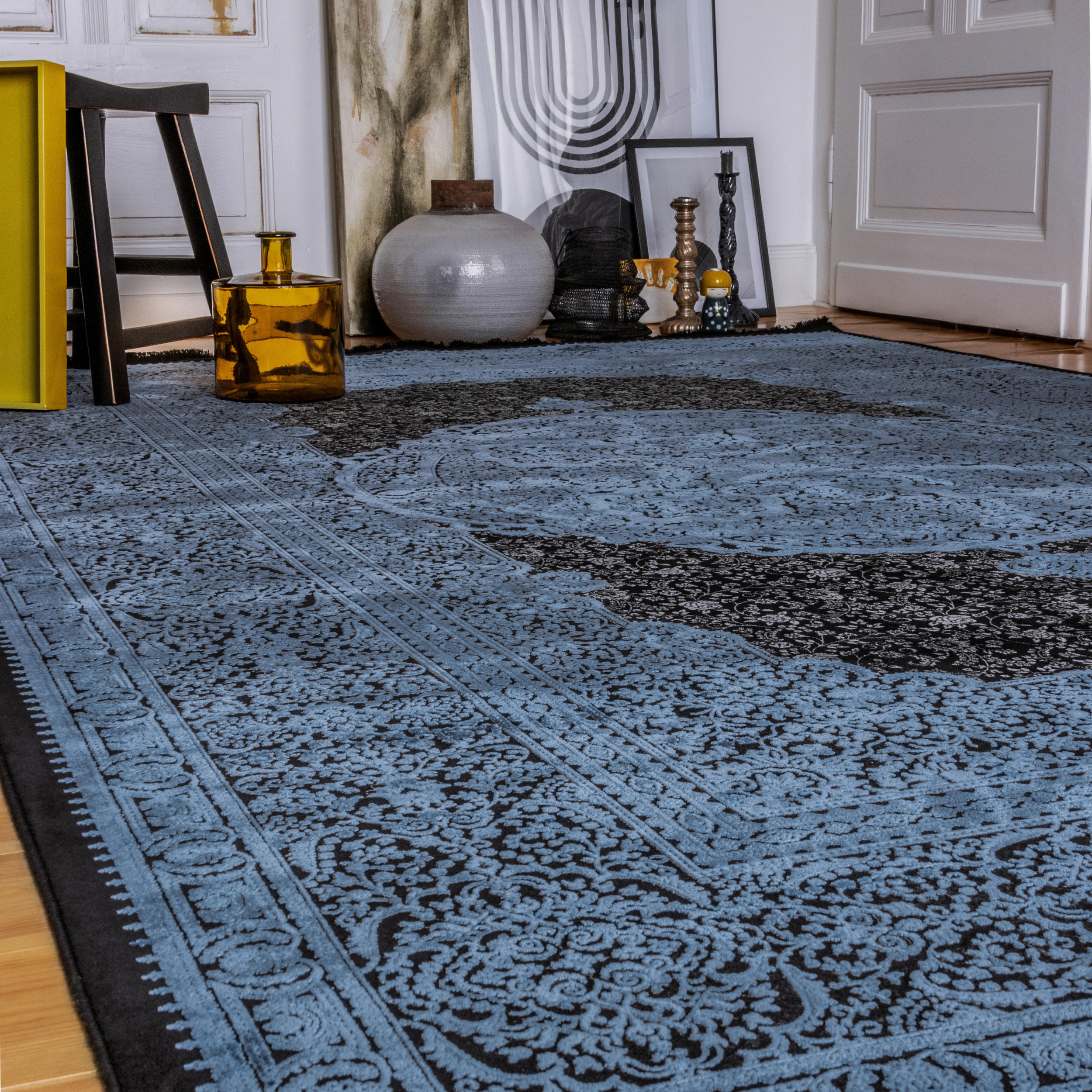 FLACHWEBETEPPICH 200/290 cm Dunkelblau  - Dunkelblau, Basics, Textil (200/290cm) - Obsession