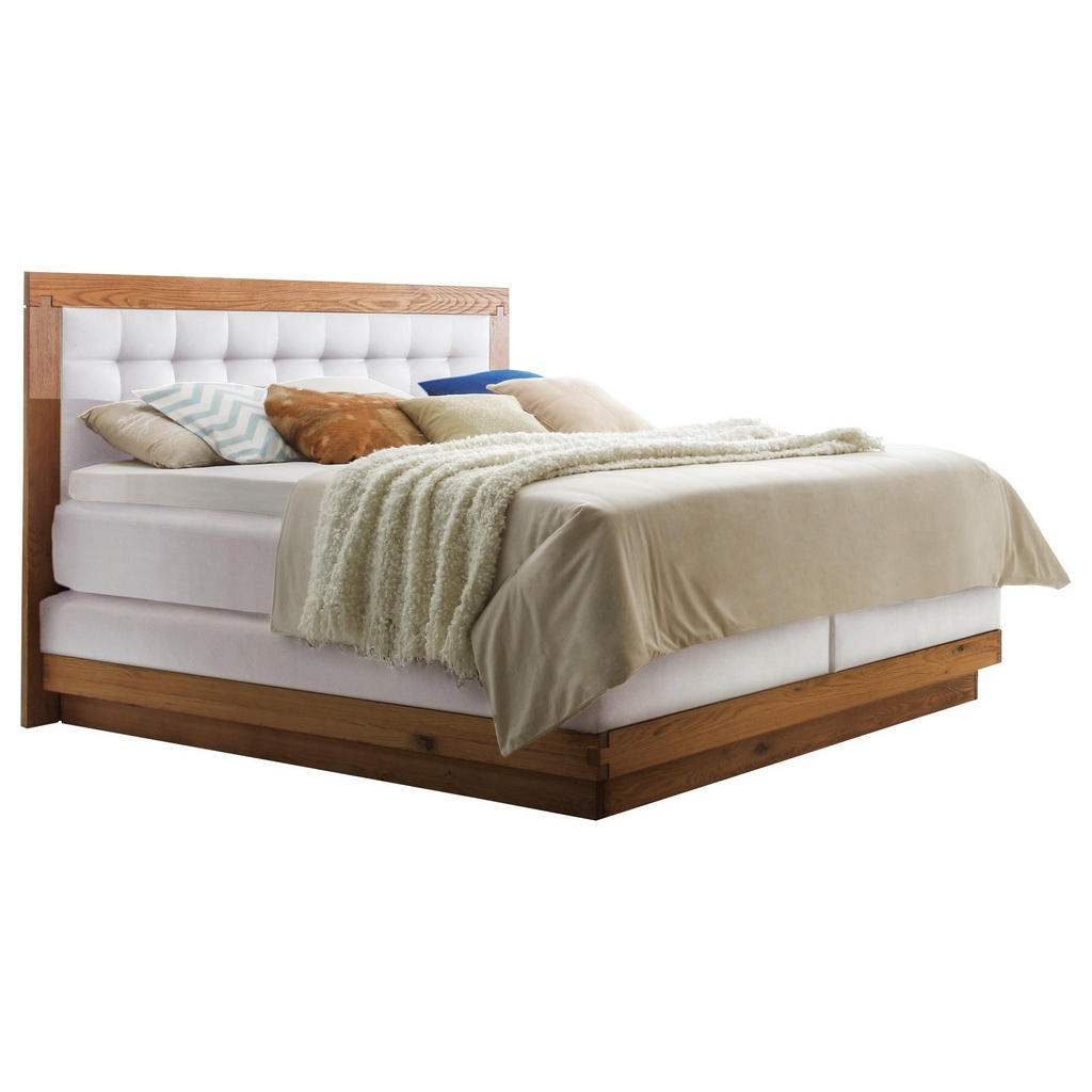 Boxspringbett 180/200 Cm In Eichefarben, Weiß Boxspringbett 180/200 Cm In Eichefarben, Weiß