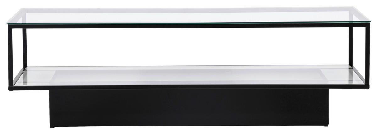COUCHTISCH Klarglas 130/60/37,5 cm rechteckig Schwarz  - Schwarz, Design, Glas/Metall (130/60/37,5cm) - Livetastic
