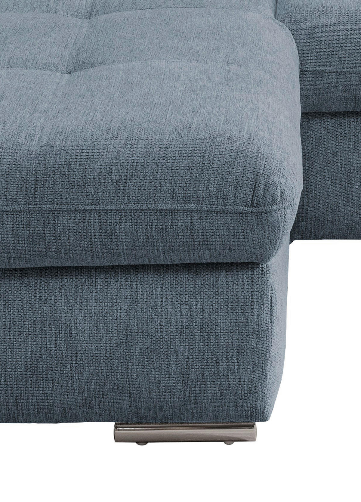 ECKSOFA in Chenille Hellblau  - Chromfarben/Hellblau, Design, Textil/Metall (196/300cm) - Livetastic