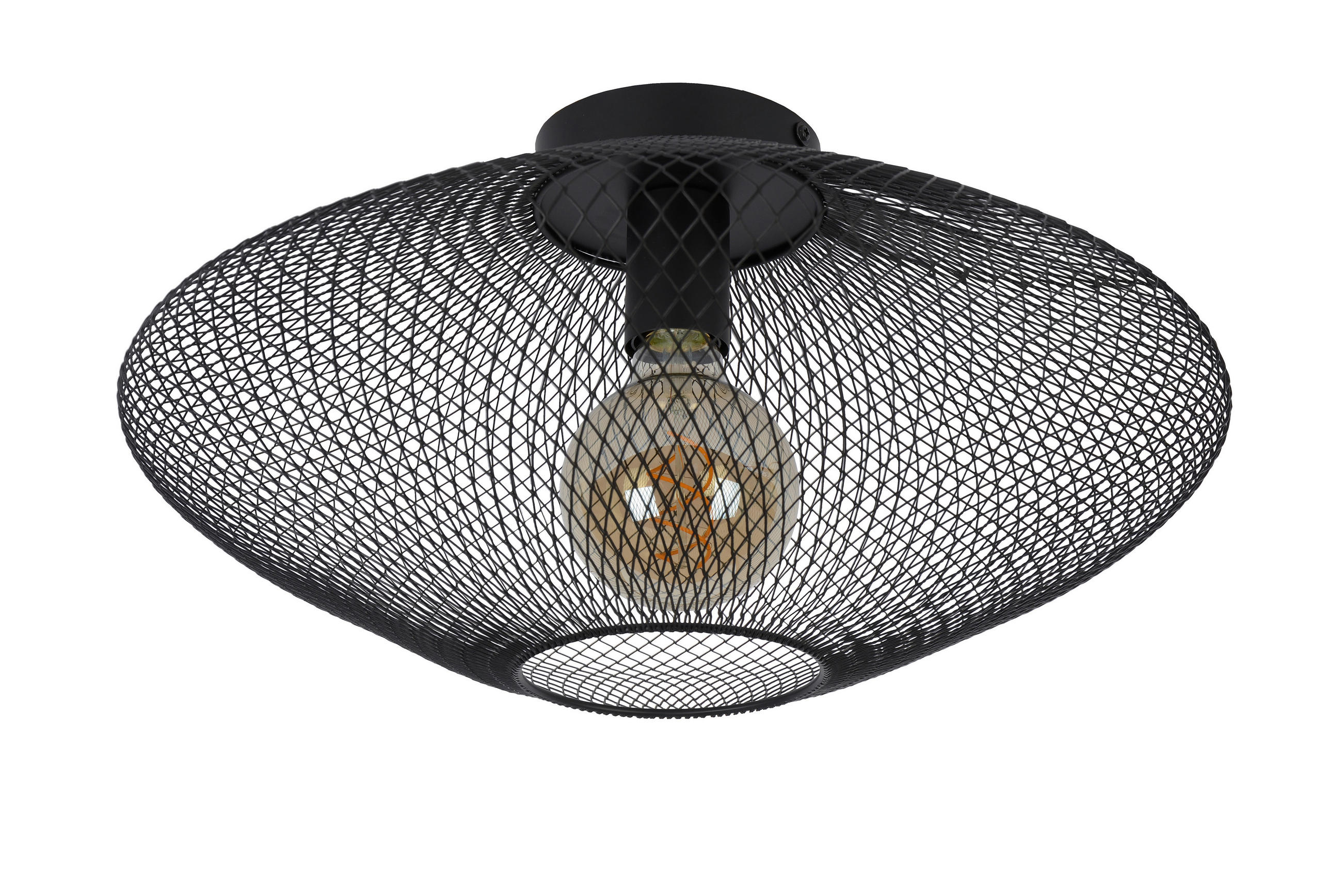 DECKENLEUCHTE MESH 45/24 cm   - Schwarz, KONVENTIONELL, Metall (45/24cm) - Lucide