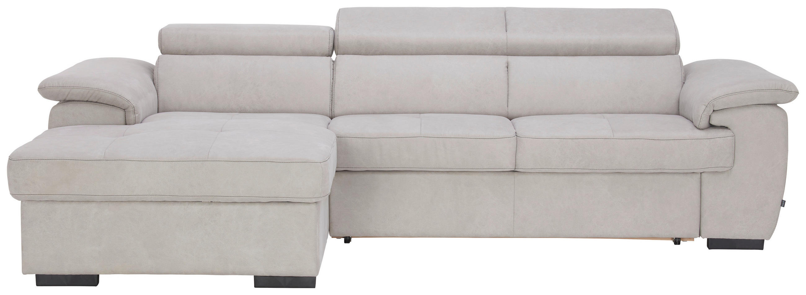 ECKSOFA in Mikrofaser Silberfarben  170/266 cm  - Silberfarben/Schwarz, Design, Textil (170/266cm) - Stylife