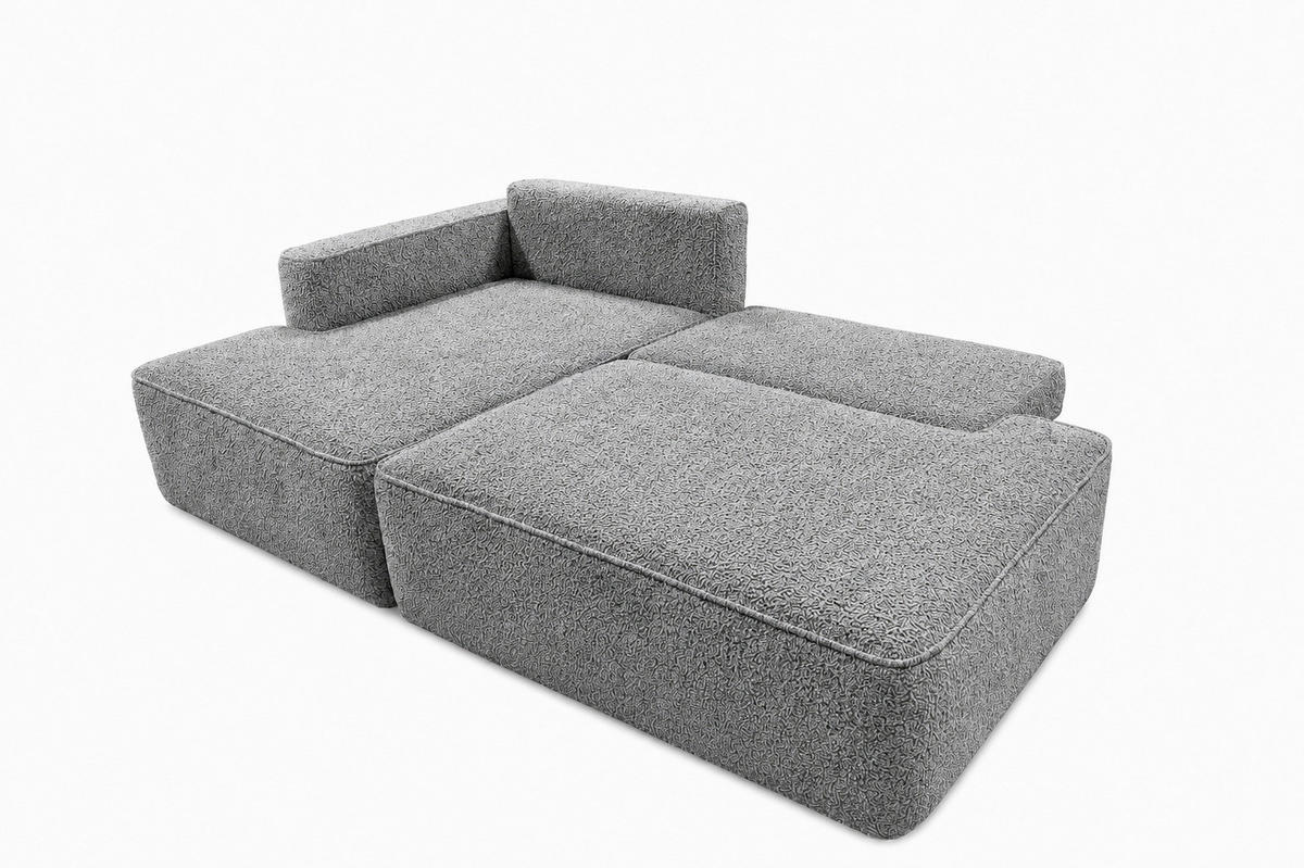 ECKSOFA FREDO Grau Bouclé  - Schwarz/Grau, Design, Kunststoff/Textil (150/233cm) - MID.YOU