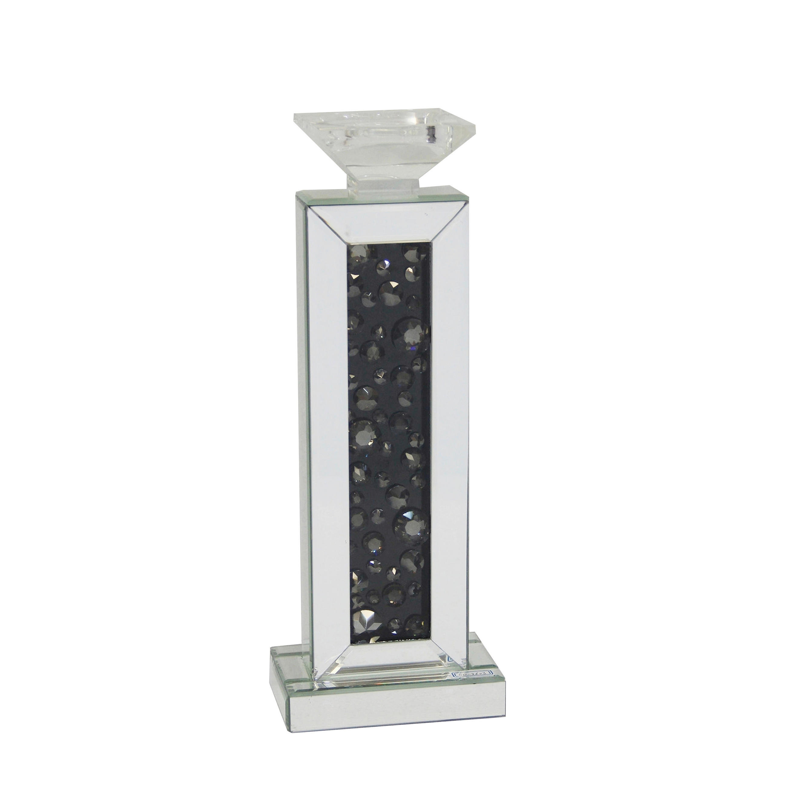 SUPORT PENTRU LUMÂNĂRI - argintiu/negru, Trend, sticlă/material pe bază de lemn (14,5/40/9,5cm) - Ambia Home