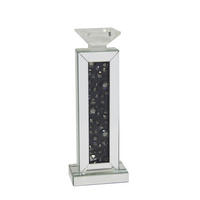 SUPORT PENTRU LUMÂNĂRI - argintiu/negru, Trend, sticlă/material pe bază de lemn (14,5/40/9,5cm) - Ambia Home