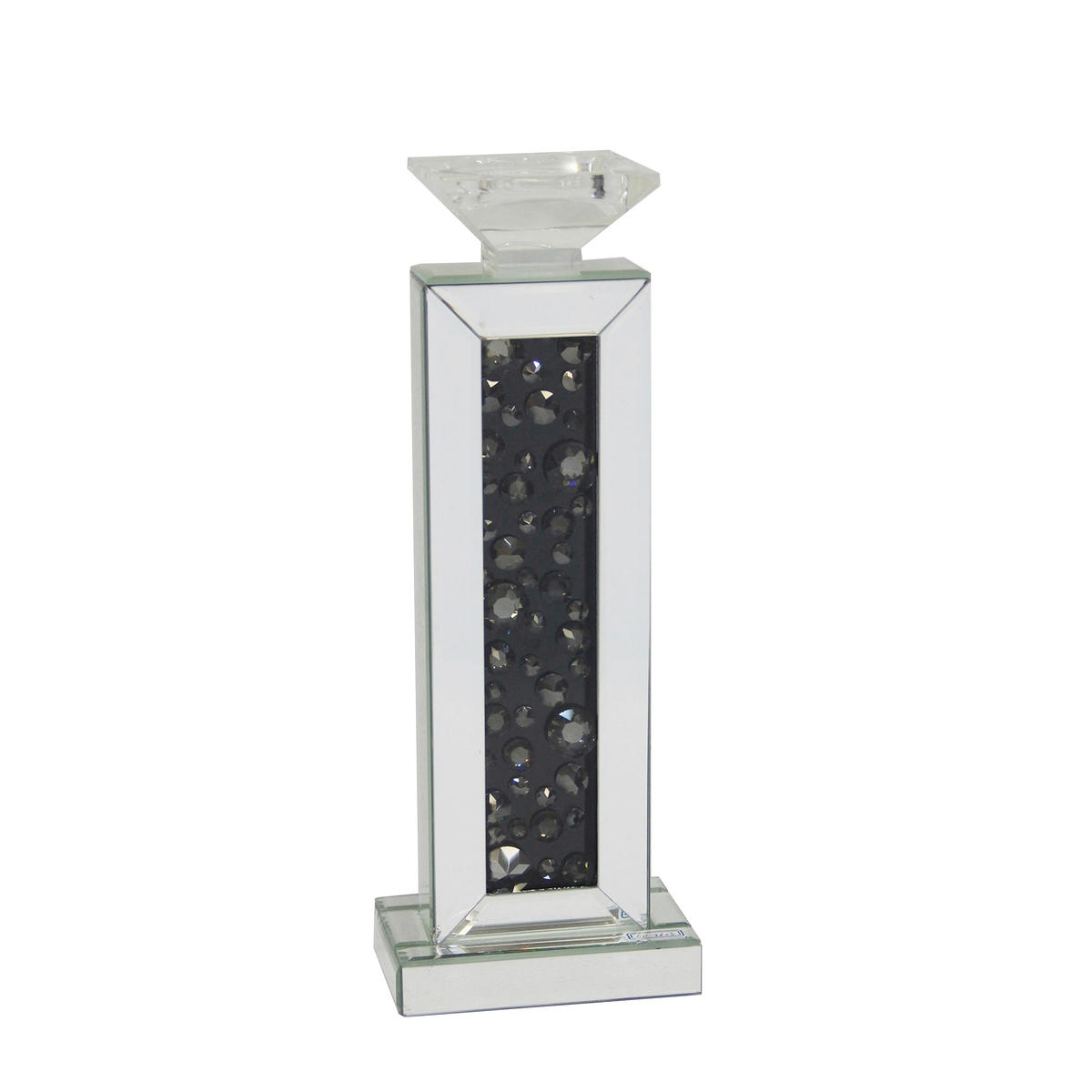 SUPORT PENTRU LUMÂNĂRI - argintiu/negru, Trend, sticlă/material pe bază de lemn (14,5/40/9,5cm) - Ambia Home