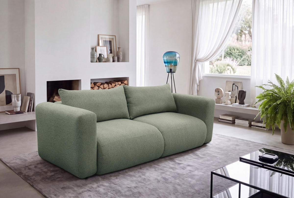 SCHLAFSOFA Flachgewebe Salbeigrün  inkl.  - Salbeigrün/Schwarz, MODERN, Kunststoff/Textil (248/94/109cm) - Carryhome