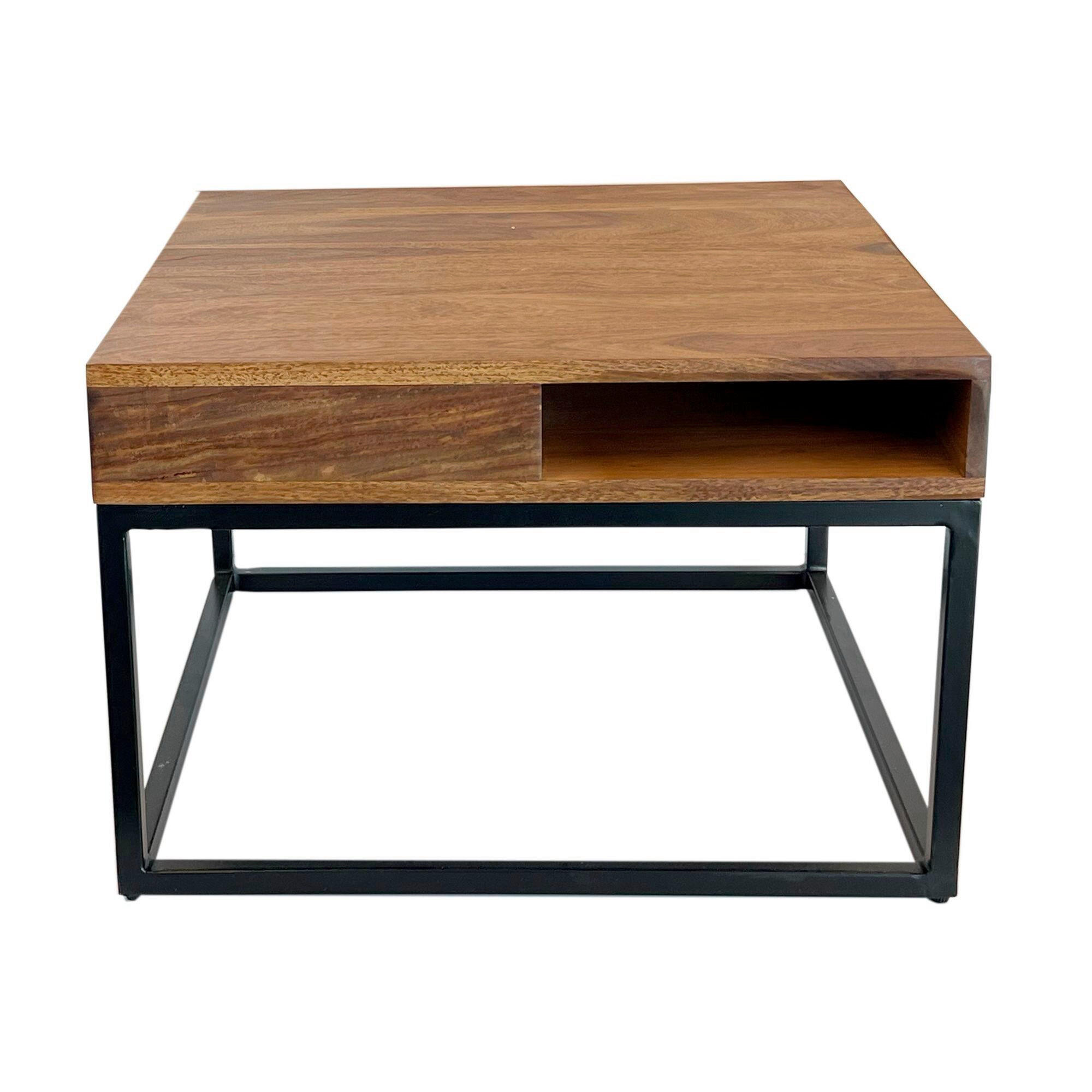 SOFFBORD i trä 60/60/40 cm  - sheshamfärgad/svart, Natur, metall/trä (60/60/40cm) - Livetastic