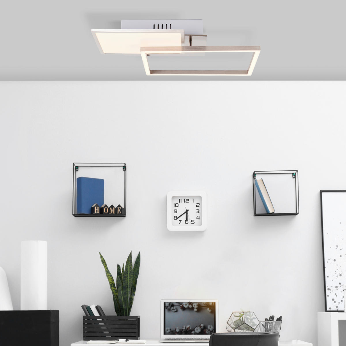 LED-DECKENLEUCHTE     - Nickelfarben, Design, Kunststoff/Metall (6,4/40/40cm) - Brilliant