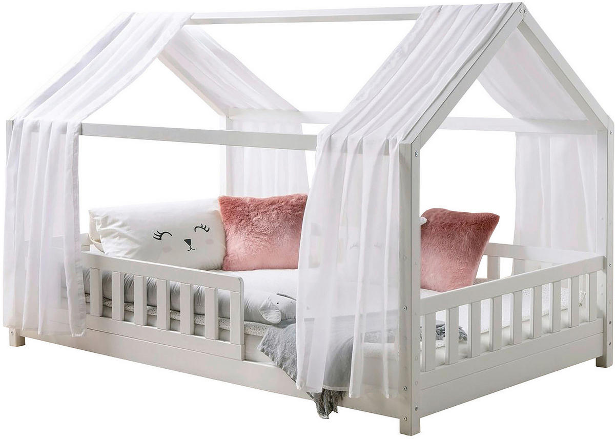 HAUSBETT 100/200 cm,  in Weiß  - Naturfarben/Weiß, MODERN, Holz/Textil (100/200cm) - MID.YOU