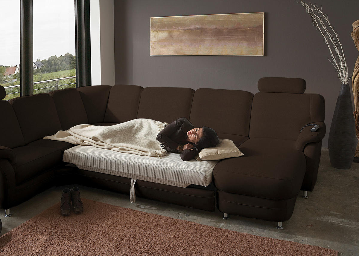 WOHNLANDSCHAFT  in Echtleder Dunkelbraun  - Dunkelbraun/Alufarben, KONVENTIONELL, Leder/Metall (239/329/165cm) - Beldomo Premium