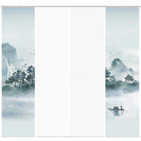 FLÄCHENVORHANG  4 Stück  blickdicht  60/245 cm   - Graublau/Grün, Design, Textil (60/245cm)