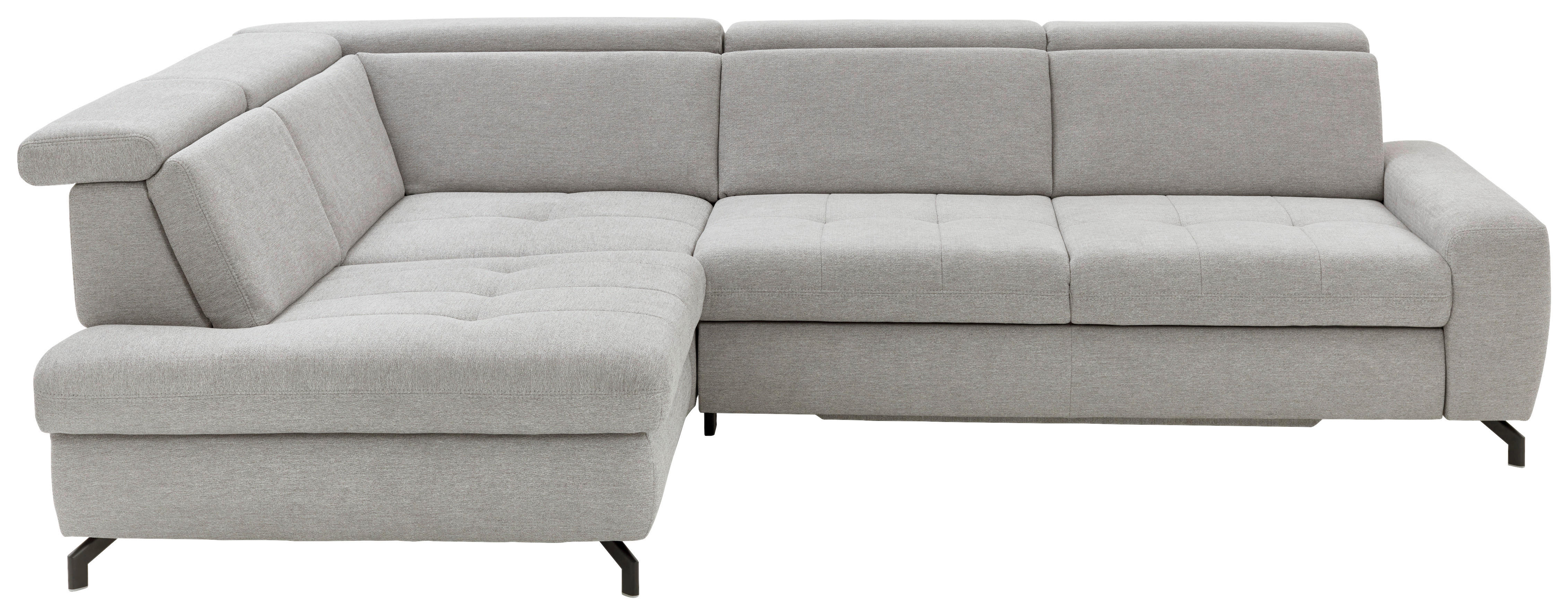 ECKSOFA in Chenille Hellgrau  - Hellgrau/Schwarz, Design, Textil/Metall (220/310cm) - Beldomo Style