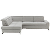 ECKSOFA Hellgrau Chenille  - Hellgrau/Schwarz, Design, Textil/Metall (220/310cm) - Beldomo Style