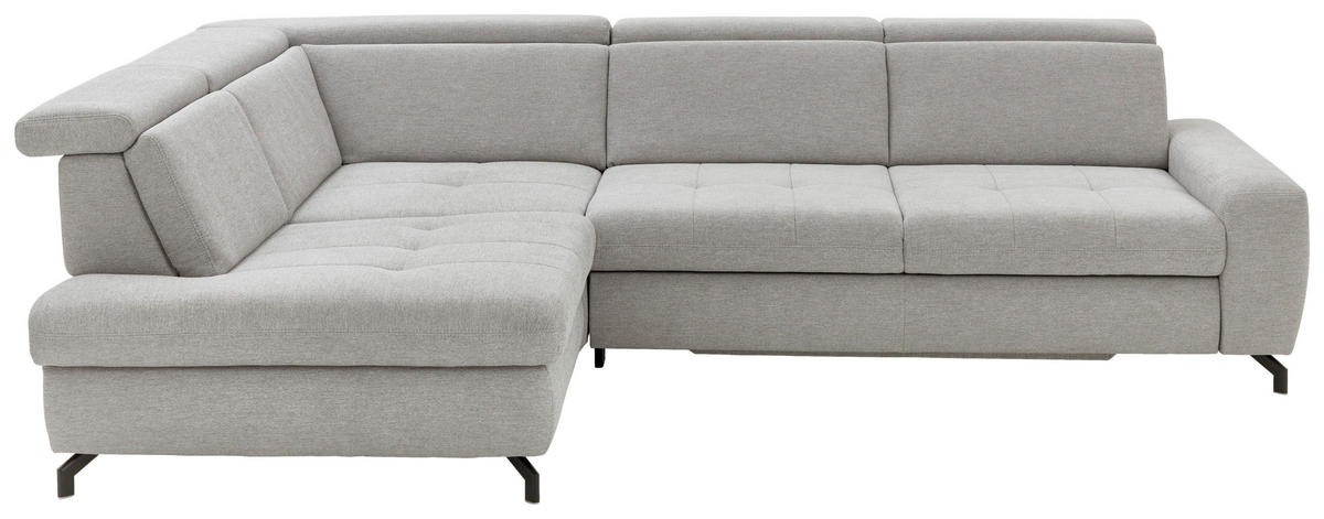 ECKSOFA Hellgrau Chenille  - Hellgrau/Schwarz, Design, Textil/Metall (220/310cm) - Beldomo Style