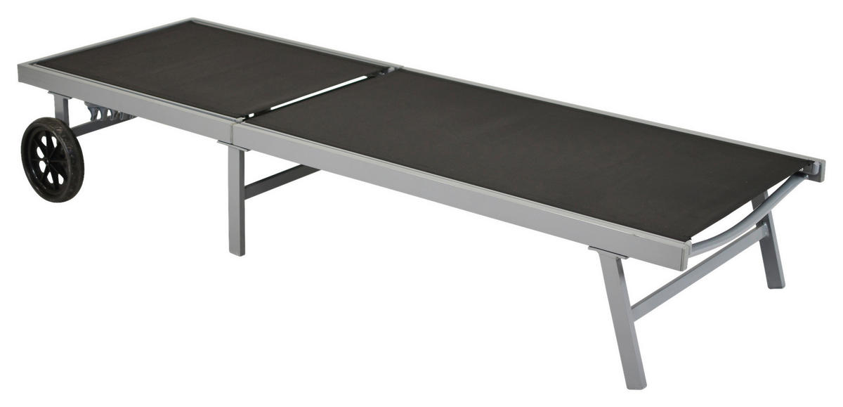GARTENLIEGE 201/98/65 cm  - Silberfarben/Grau, MODERN, Kunststoff/Metall (201/98/65cm) - Gardenson