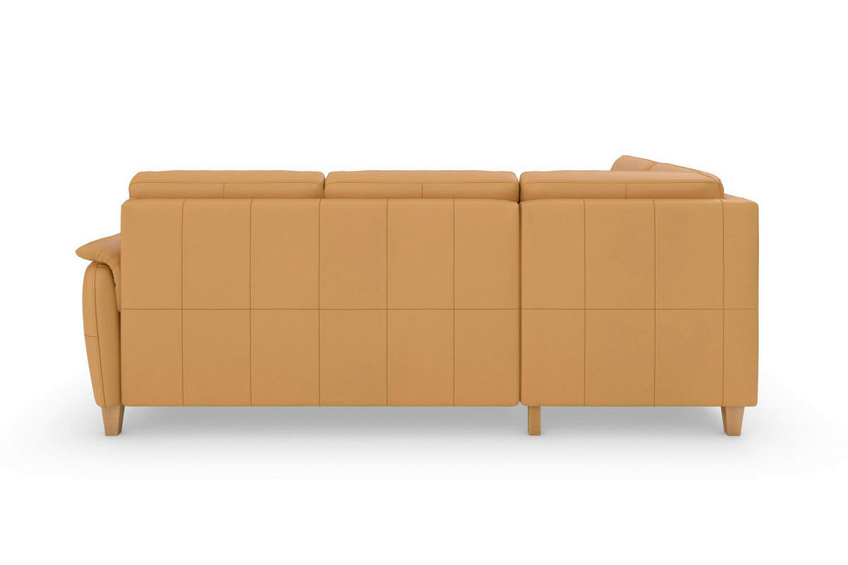 ECKSOFA Echtleder Currygelb  - Currygelb/Eichefarben, Basics, Leder/Holz (212/236cm) - Sit & More