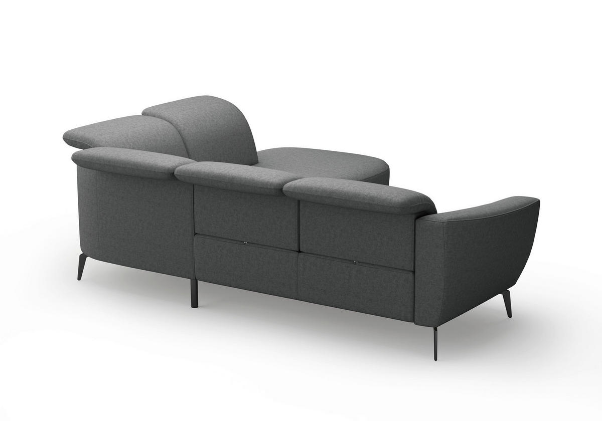 ECKSOFA in Flachgewebe Dunkelgrau  300/267 cm  - Dunkelgrau/Schwarz, KONVENTIONELL, Textil/Metall (300/267cm) - Sit & More