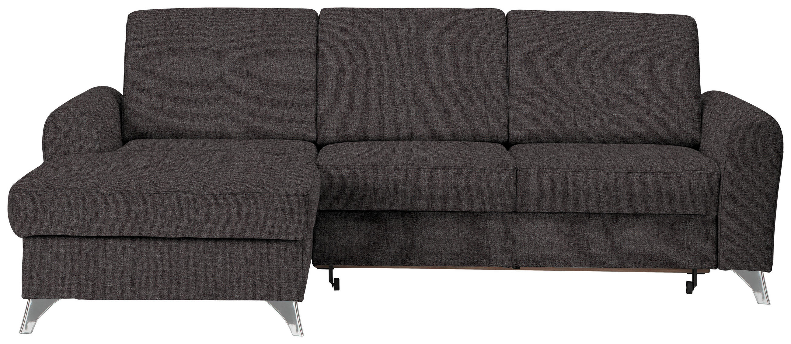 ECKSOFA Dunkelbraun Flachgewebe  - Dunkelbraun/Silberfarben, Design, Textil/Metall (167/244cm) - Cantus