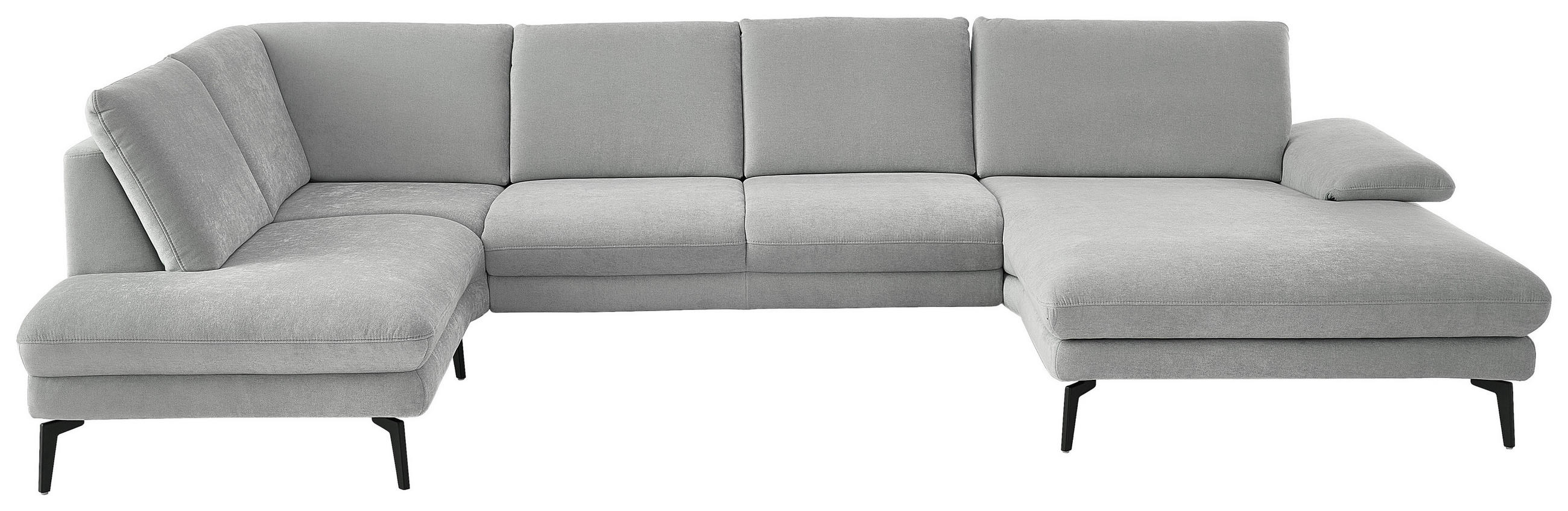 WOHNLANDSCHAFT in Chenille, Flachgewebe Silberfarben  - Silberfarben/Schwarz, Design, Textil/Metall (208/344/180cm) - Dieter Knoll