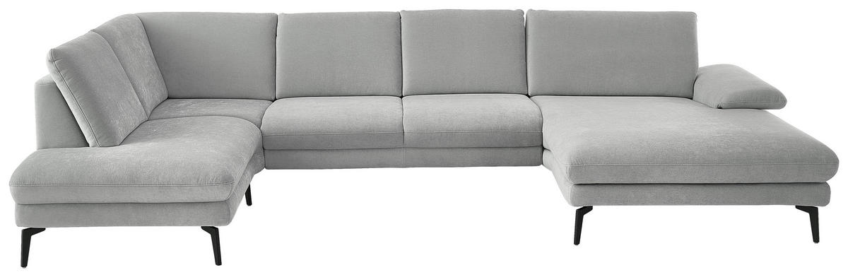 WOHNLANDSCHAFT in Chenille, Flachgewebe Silberfarben  - Silberfarben/Schwarz, Design, Textil/Metall (208/344/180cm) - Dieter Knoll