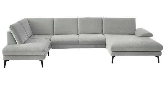 WOHNLANDSCHAFT in Chenille, Flachgewebe Silberfarben - Silberfarben/Schwarz, Design, Textil/Metall (208/344/180cm) - Dieter Knoll