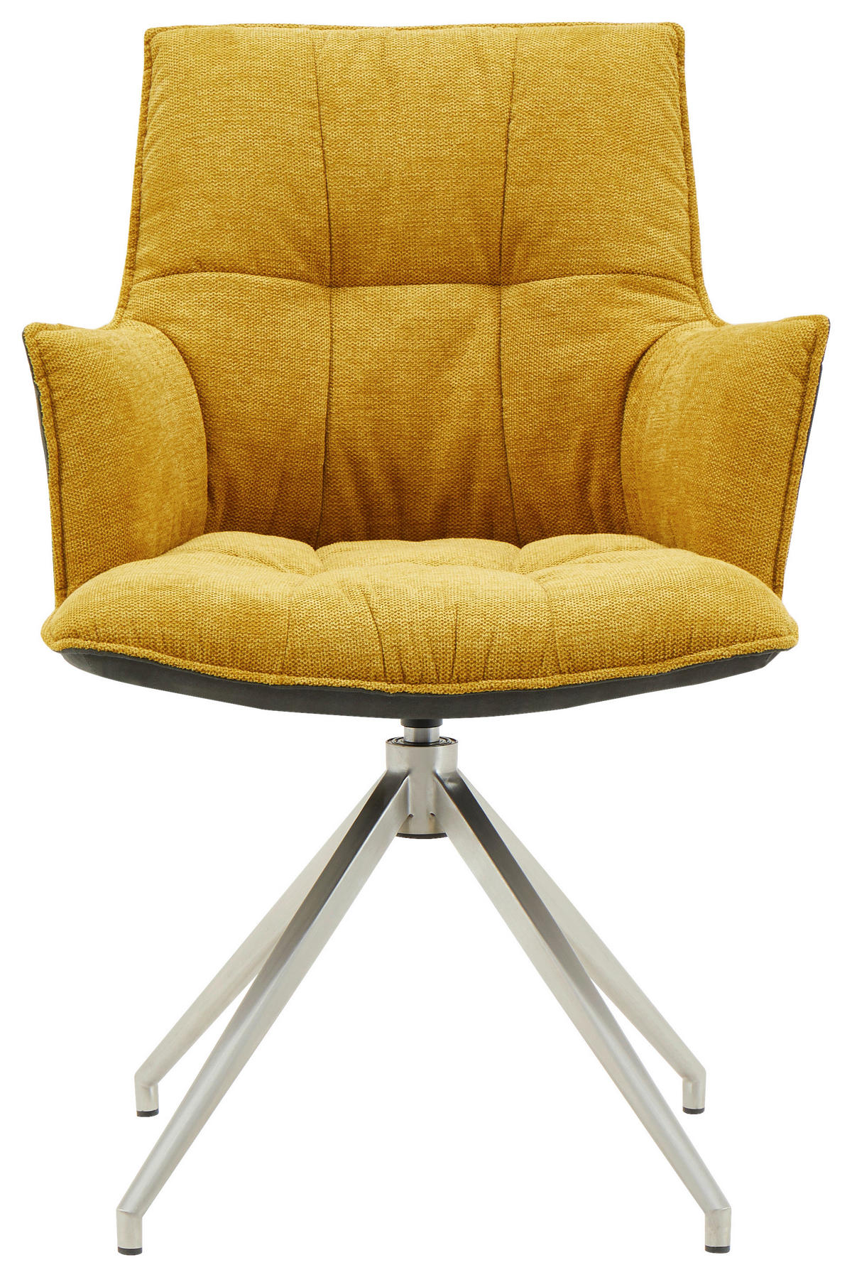 ARMLEHNSTUHL  in Edelstahl Mikrofaser, Leinenoptik  - Edelstahlfarben/Gelb, Design, Textil/Metall (59/89,5/63cm) - Novel