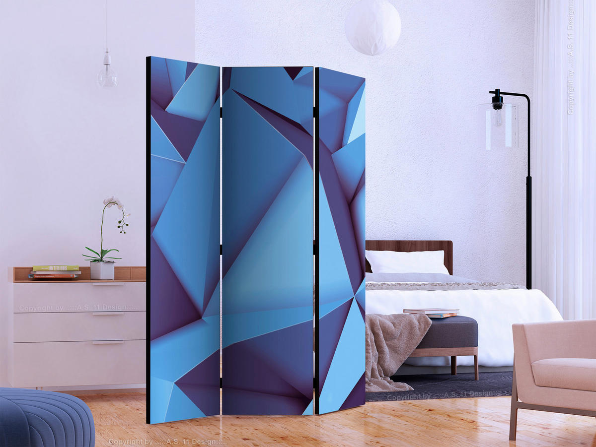 SKÄRMVÄGG  i trä, textil  blå, ljusblå  - ljusblå/blå, Basics, trä/textil (135/172/3cm) - artgeist