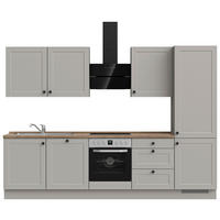 KÜCHENBLOCK 300 cm   in Grau, Eiche dunkel  - Eiche dunkel/Schwarz, MODERN, Holzwerkstoff/Metall (300cm) - Nobilia