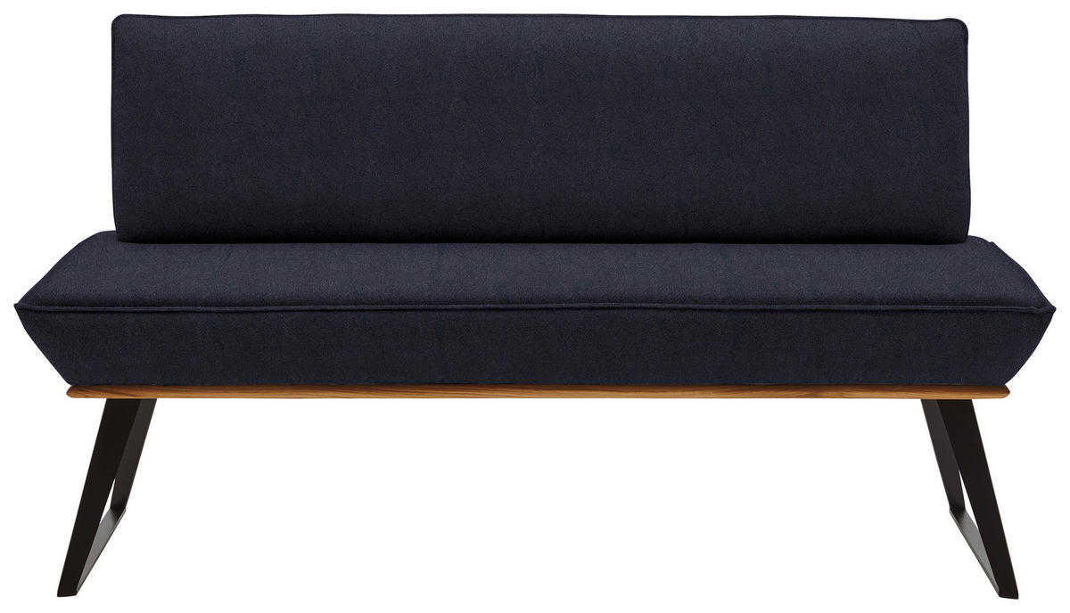 SITZBANK 140/87/64 cm Lederlook Schwarz, Eichefarben Eiche massiv  - Eichefarben/Schwarz, Design, Holz/Textil (140/87/64cm) - Voleo