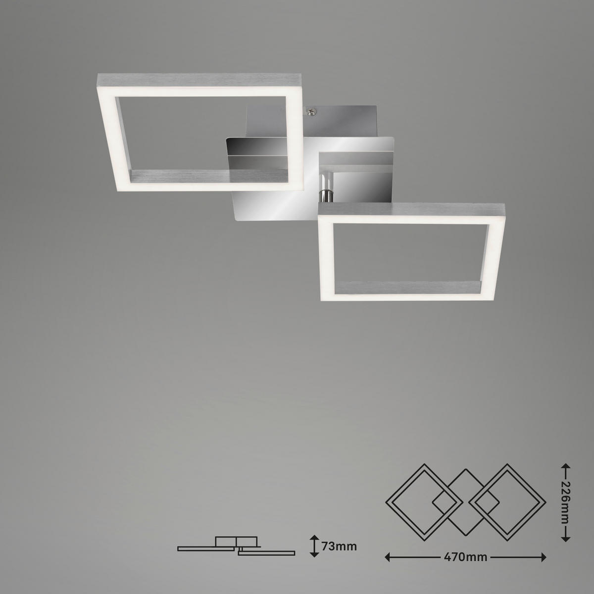 LED-DECKENLEUCHTE 47/22.6/7.3 cm  - Alufarben, Design, Kunststoff/Metall (47/22.6/7.3cm)