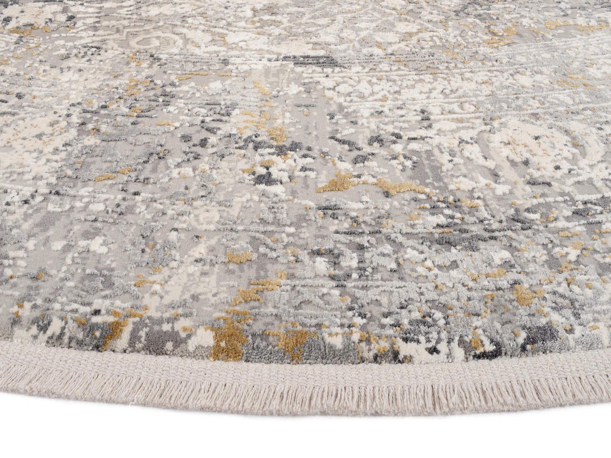 Thumbnail - Dieter Knoll Webteppich Avignon, Grau, Hellgrau, Dunkelgrau, Textil, rund, Care & Fair, für Fußbodenheizung geeignet, in...