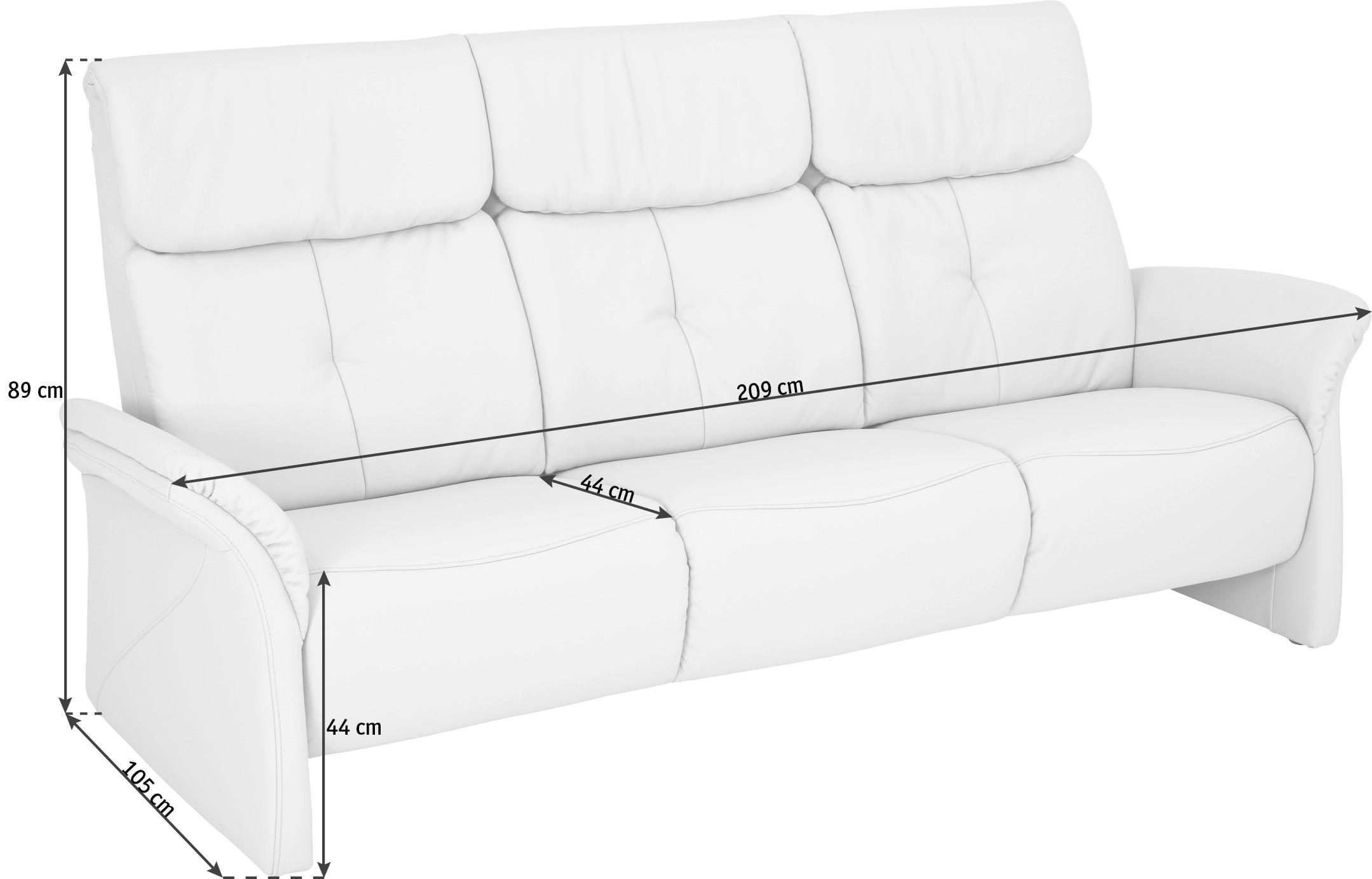 Thumbnail - Himolla Komfortklass 3-Sitzer-Sofa Heimkino, Hellblau, Leder, Echtleder, Longlife-Leder, 209x89x105 cm, Blauer Engel, Go...