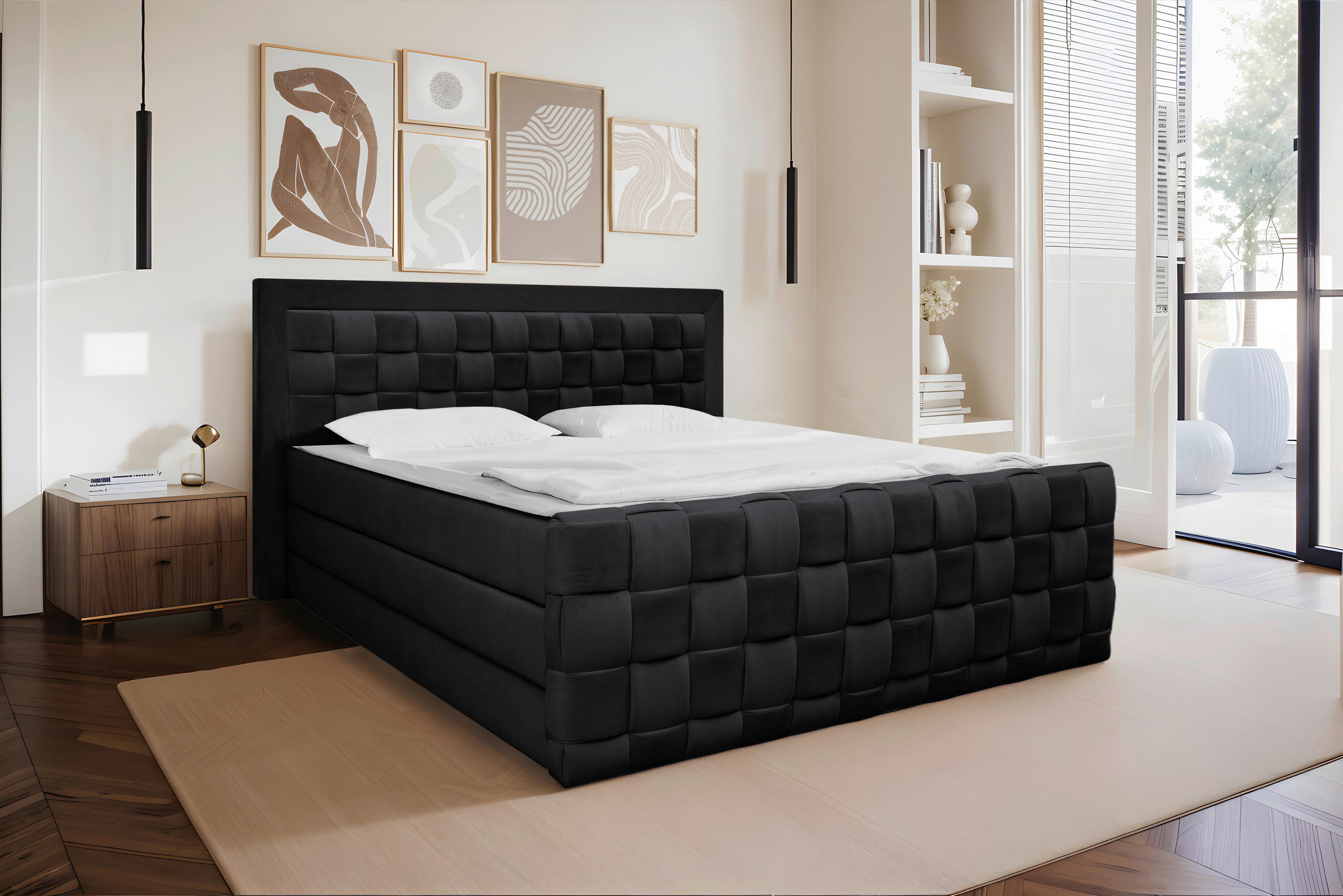 BOXSPRINGBETT 180/200 cm  in Schwarz  - Schwarz, MODERN, Textil (180/200cm) - Livetastic
