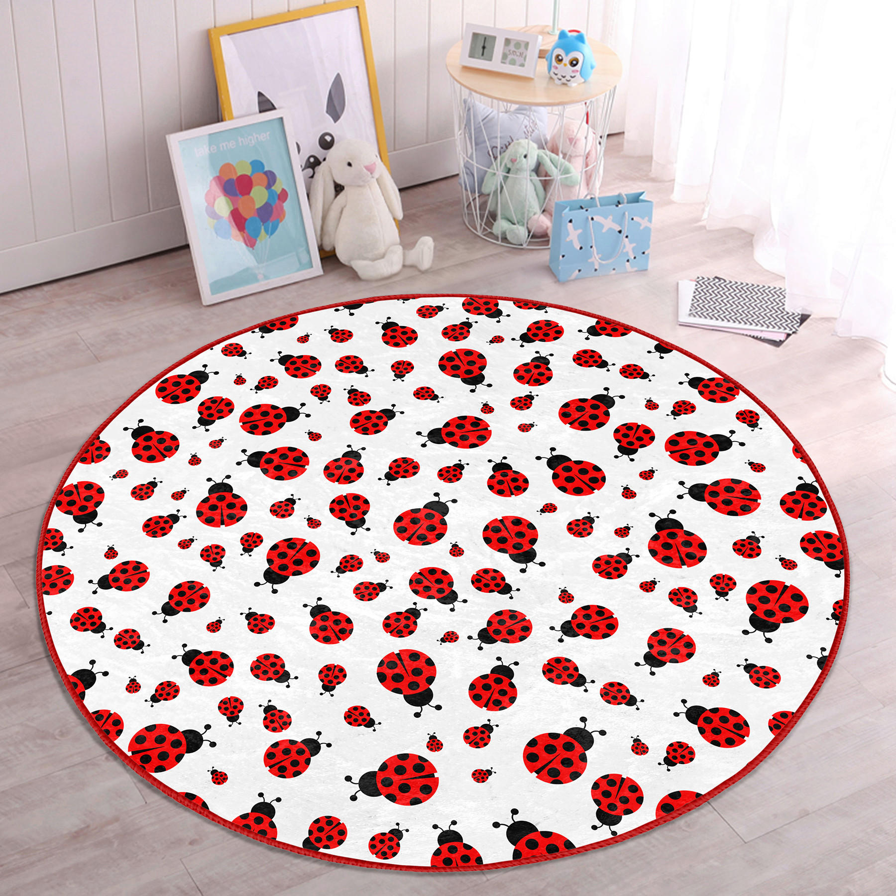 XXXLutz Kinderteppich Rot, Schwarz, Weiß 150x150 cm